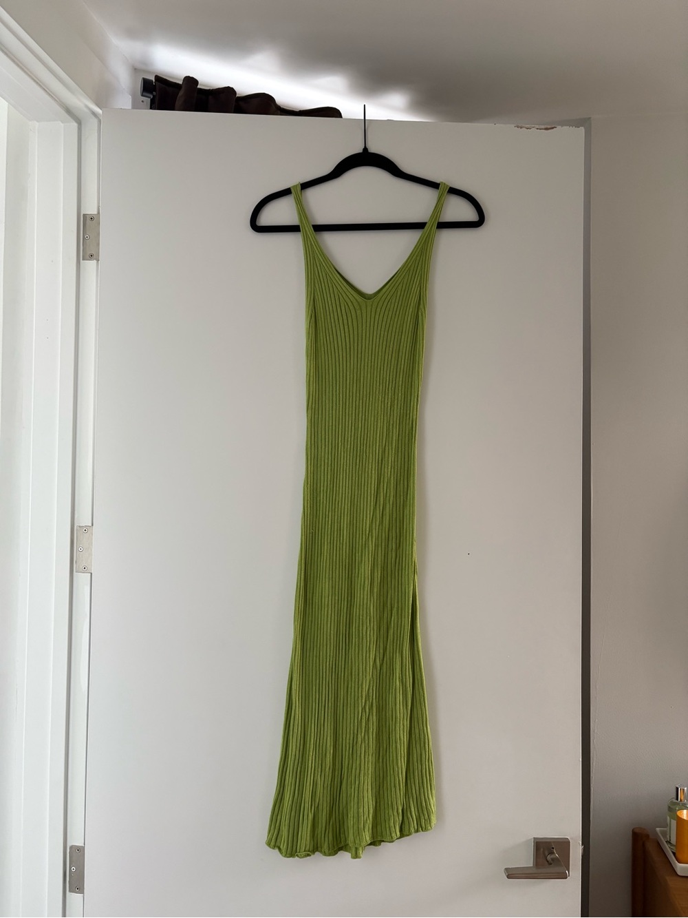Callahan Lime Green Ribbed V-Neck Maxi Dress